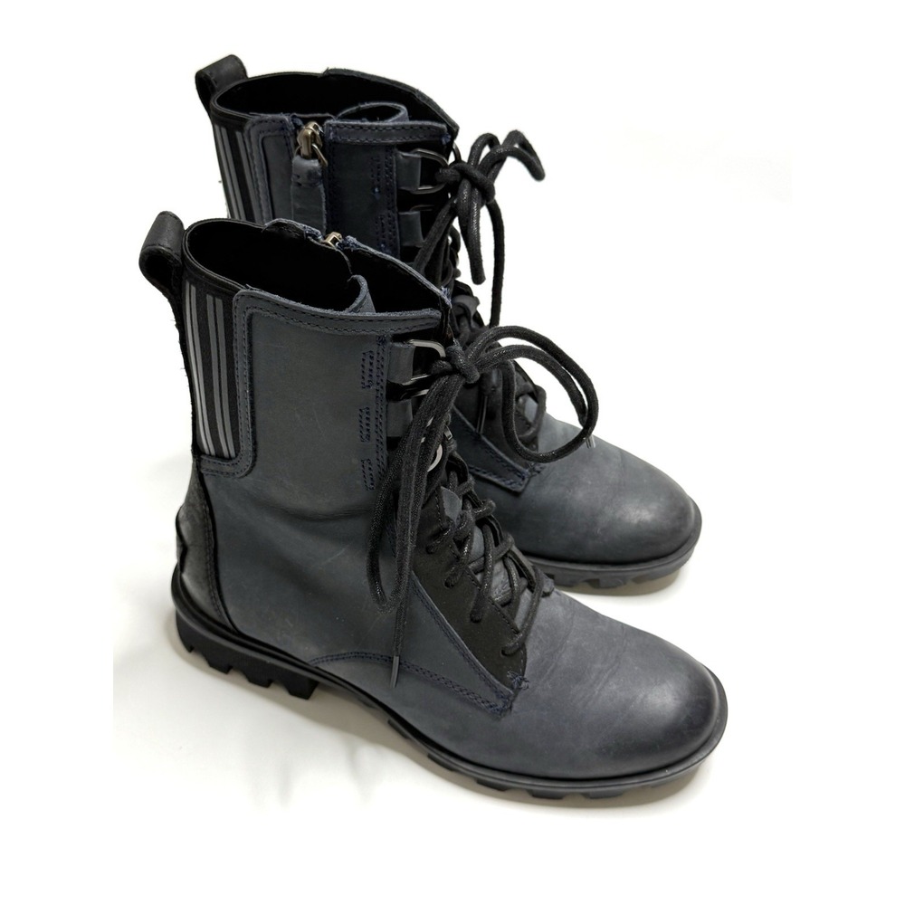 Sorel Women's 7.5 Blue Phoenix‎ Lace Zip Up Waterproof Leather Combat Boots